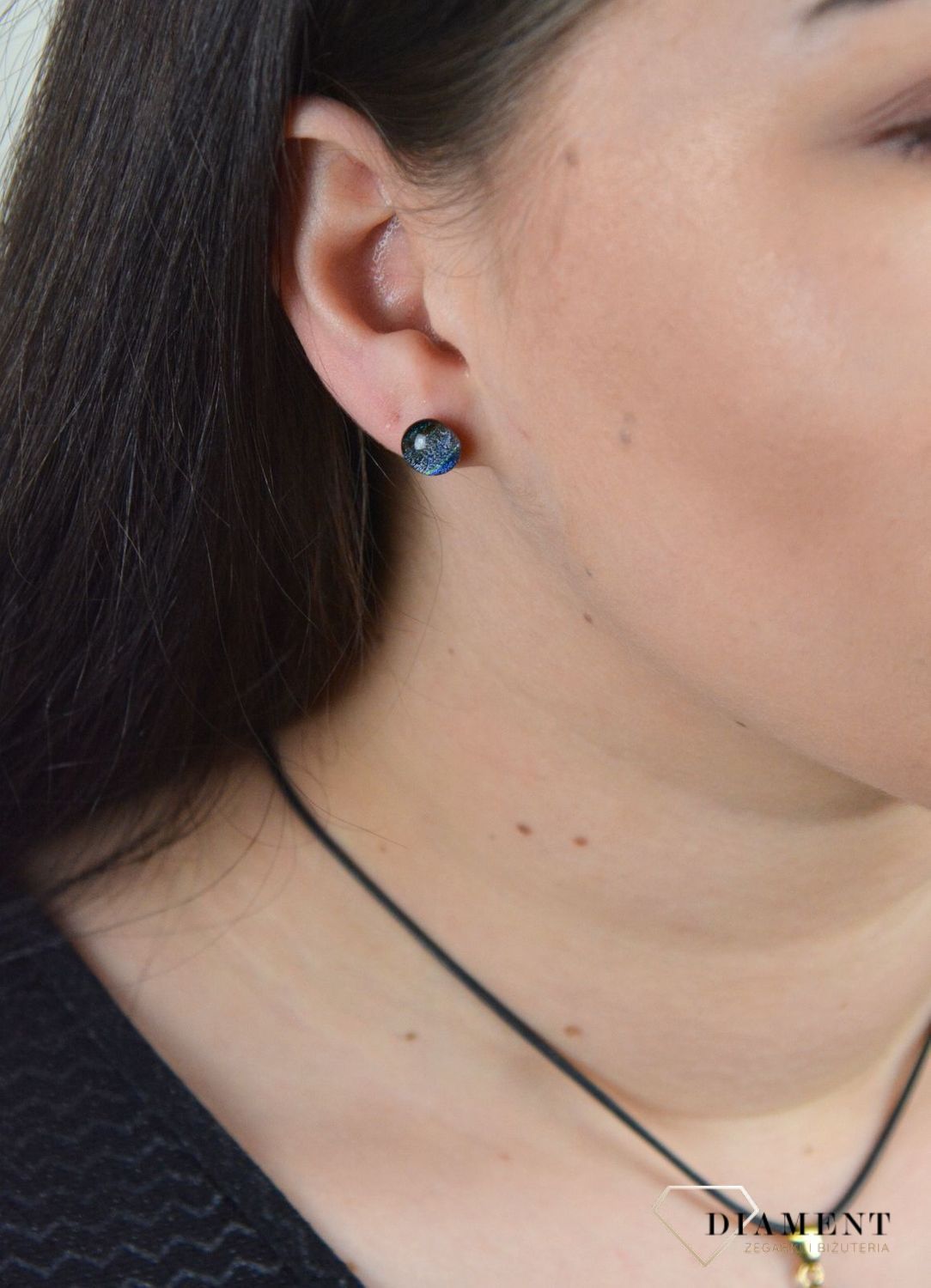 Srebrne kolczyki szkło weneckie opalizujące wieloma kolorami Murano 30.jpg